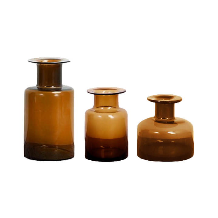 Vintage Apothecary Bottle Vase – Amber Brown – Assorted Sizes