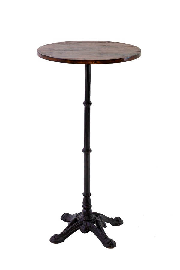 Art Deco Bar Table – Black with Mahogony Top – 70cmW x 115cmH