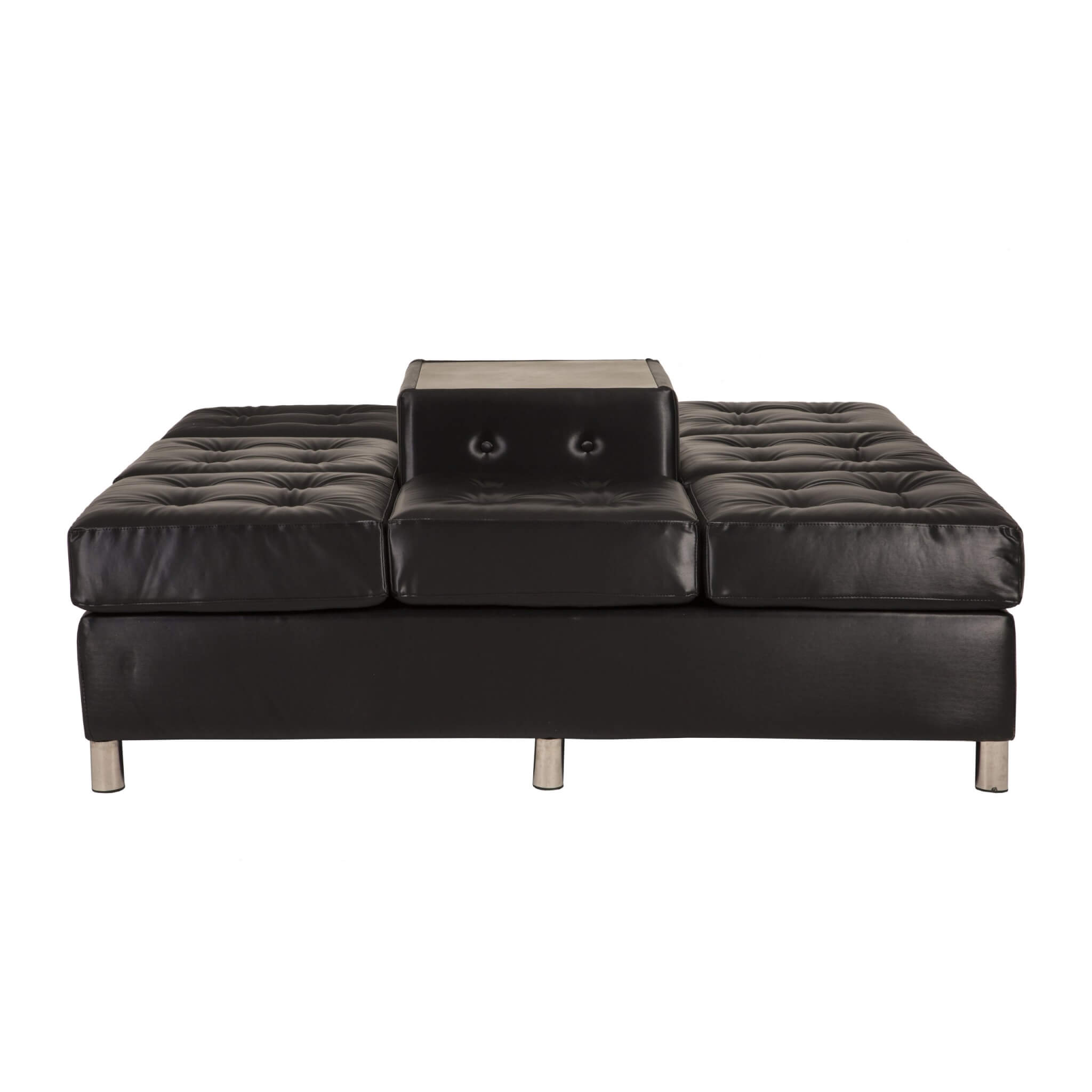 Lillian Eight Seater Gallery Daybed – Black Leather Look – 150cmW x 45cmH