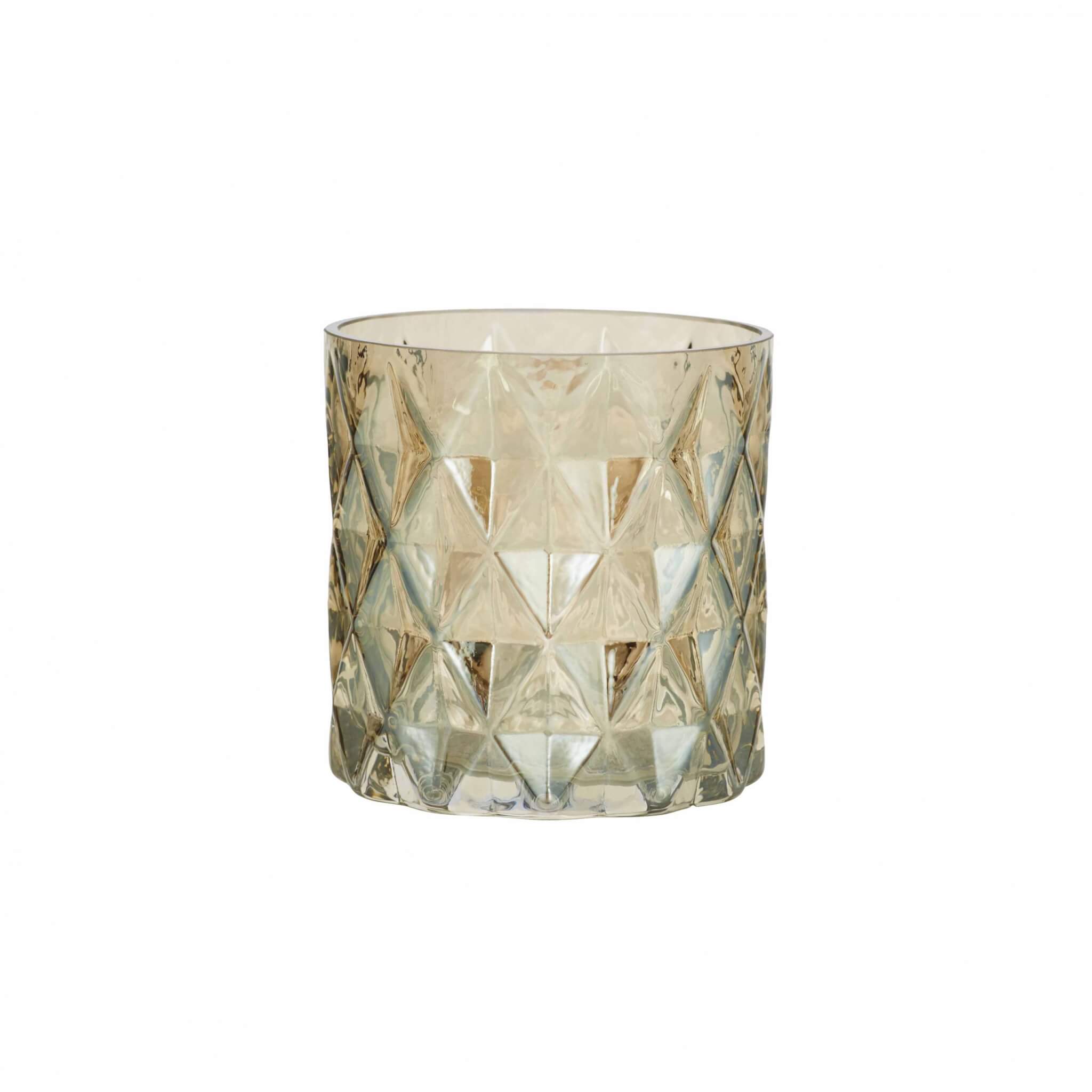 Diamond Pressed Vase – Pale Gold – Set of Two