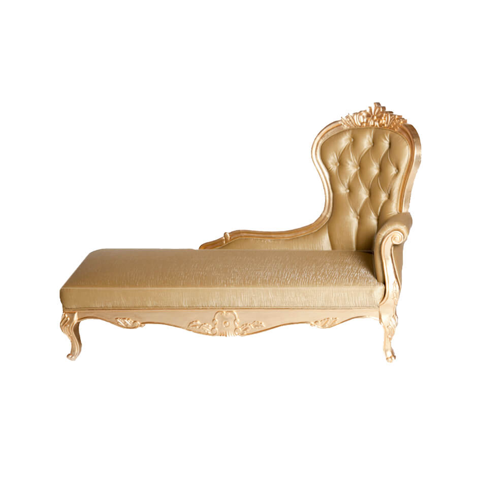 Versailles Chaise Lounge – Gold – 165cmL x 80cmW x 119cmH