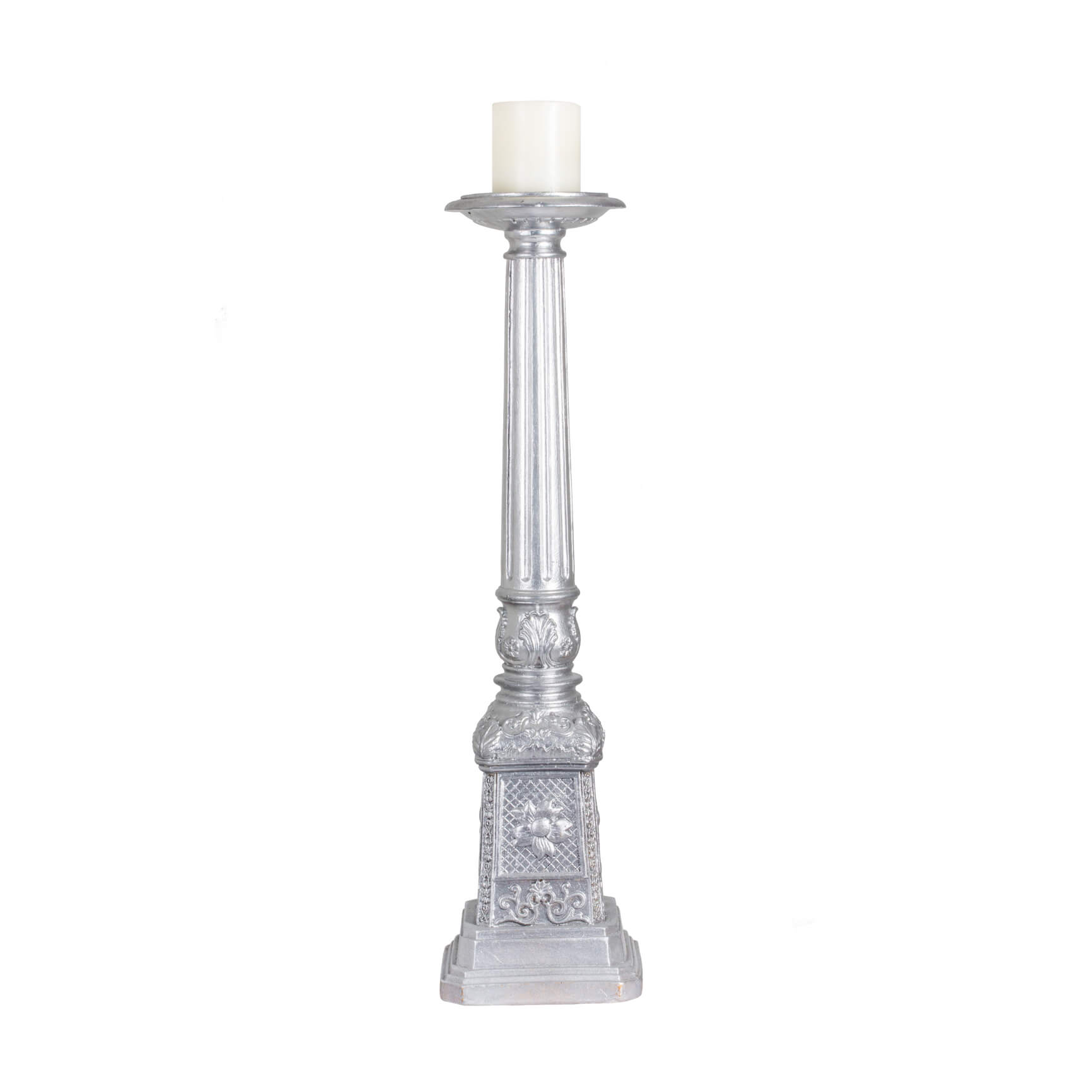 Baroque Candlestick – Silver – 65cmH