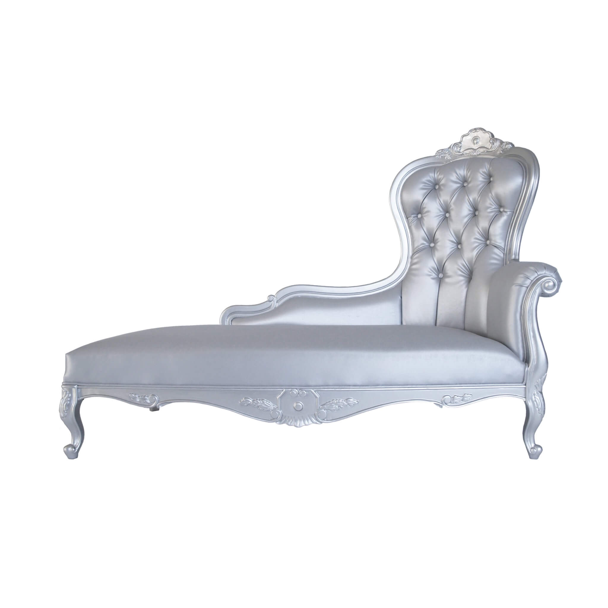 Versailles Chaise Lounge – Silver – 165cmL x 80cmW x 119cmH