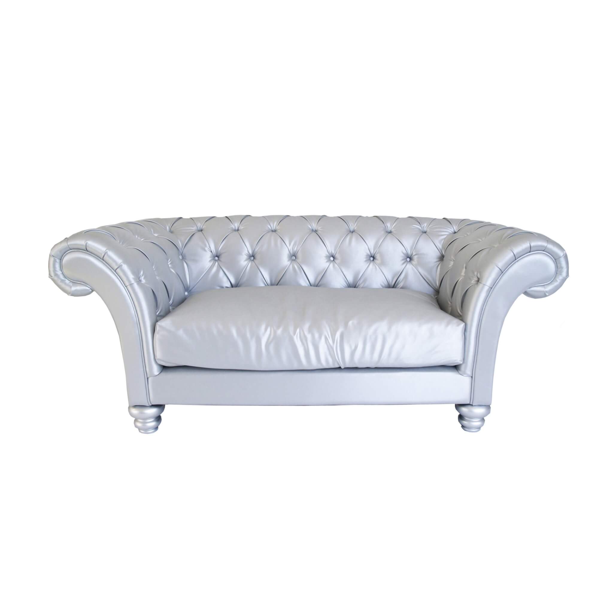 Versailles Two Seater Lounge – Silver – 200cmL x 108cmW x 80cmH