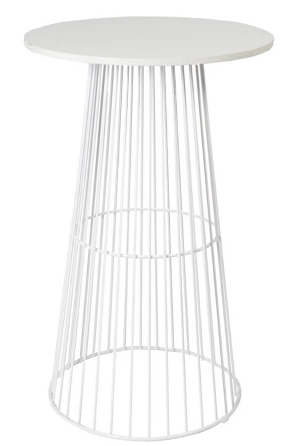 Birdcage Bar Table – White – 70cmW x 110cmH