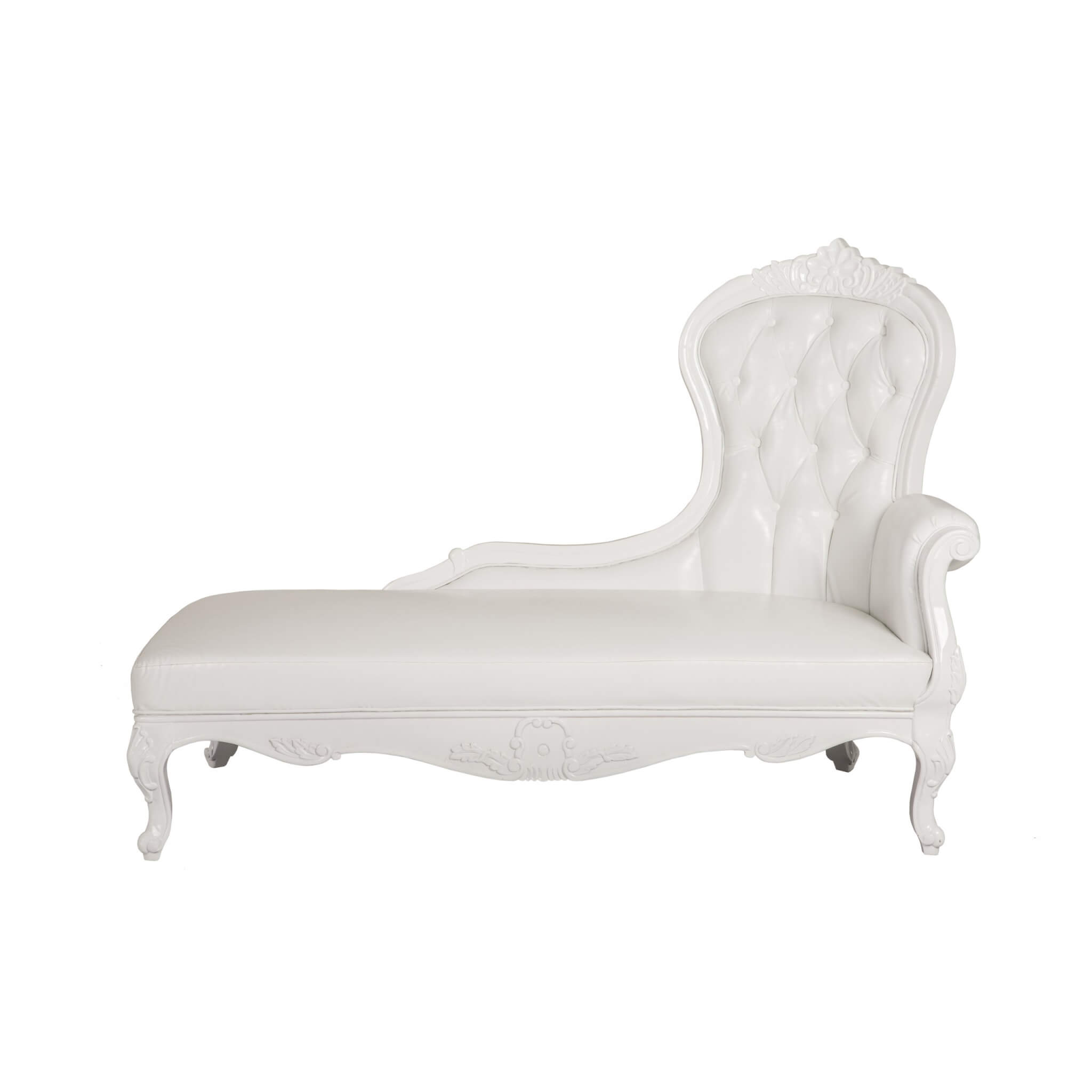 Versailles Chaise Lounge – White – 165cmL x 80cmW x 119cmH