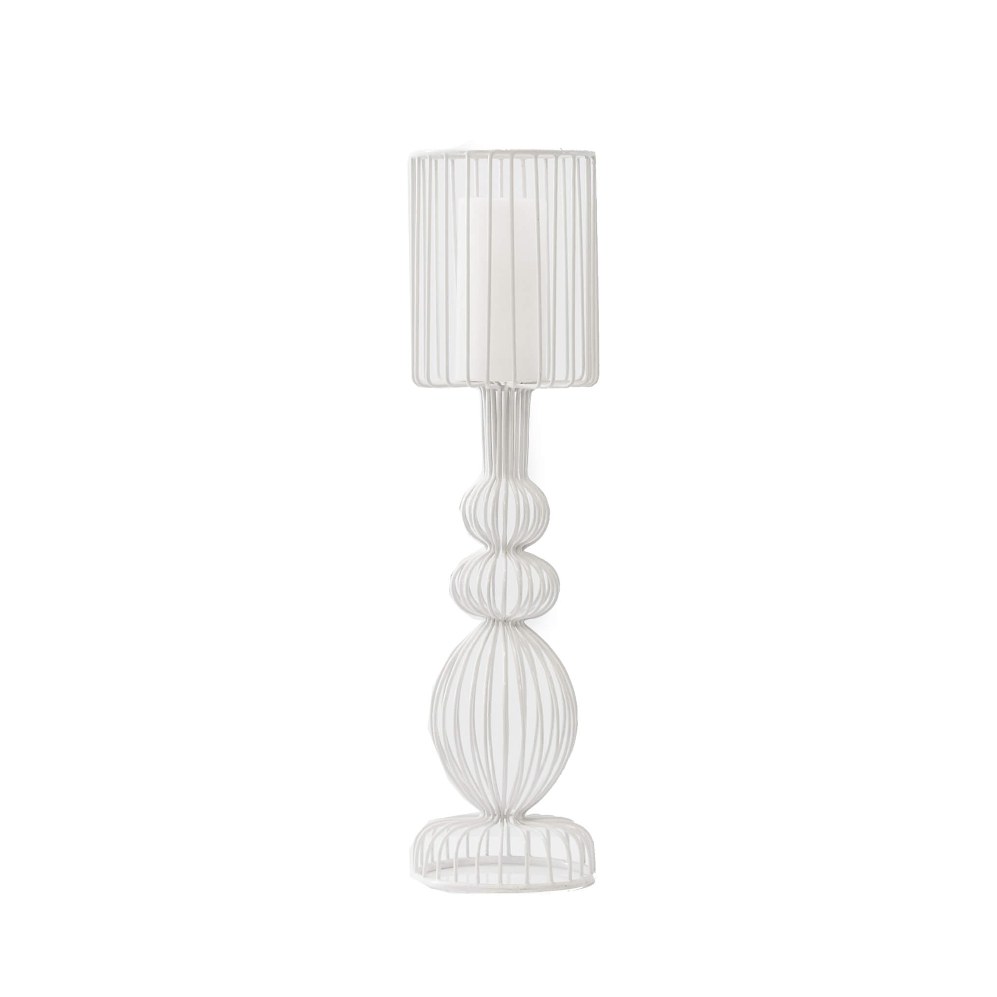Wire Candlestick – White – Set of Three