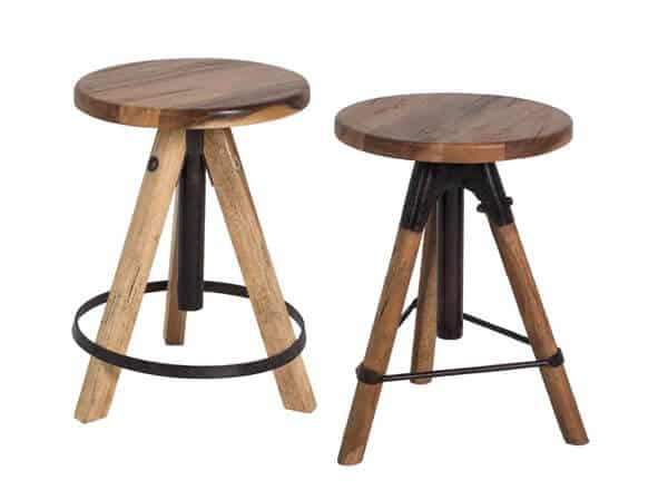 Industrial Low Stool – Timber – 34cmD x 50cmH