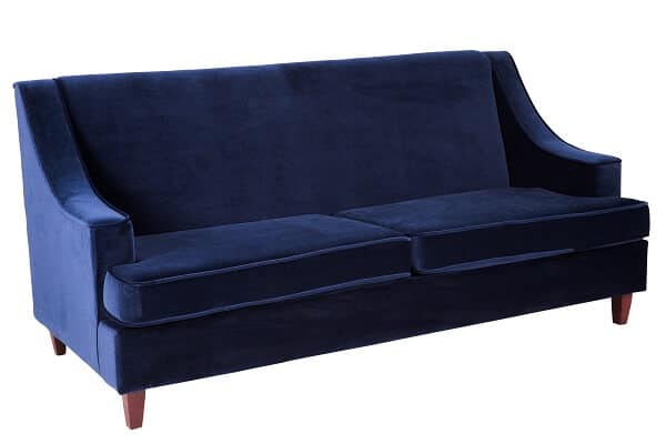 Hudson Three Seater Lounge – Navy Blue Velvet – 190cmL x 85cmW x 89cmH