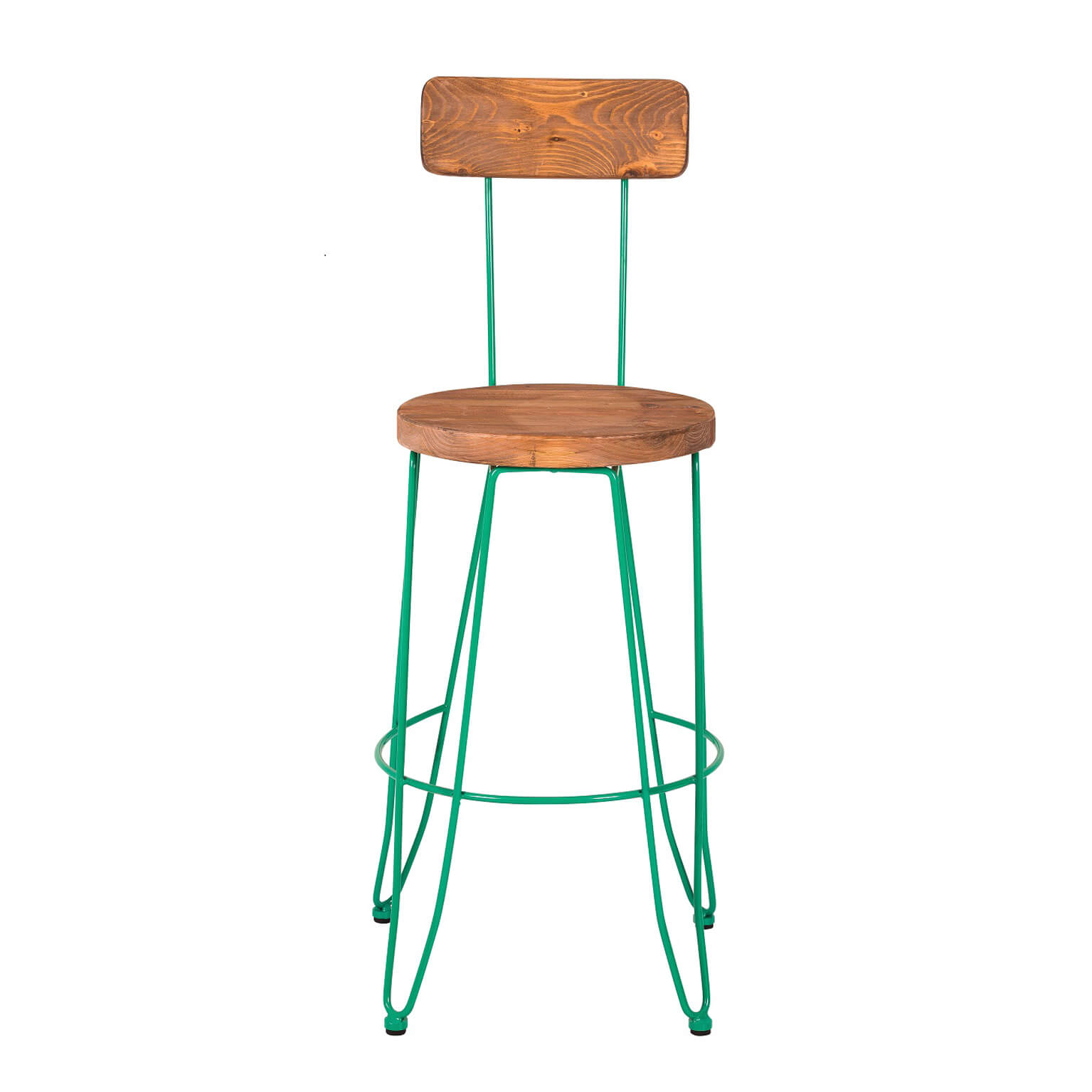 Frankie Bar Stool – Mermaid Green with Timber Seat – 44cmW x 40cmD x 114cmH