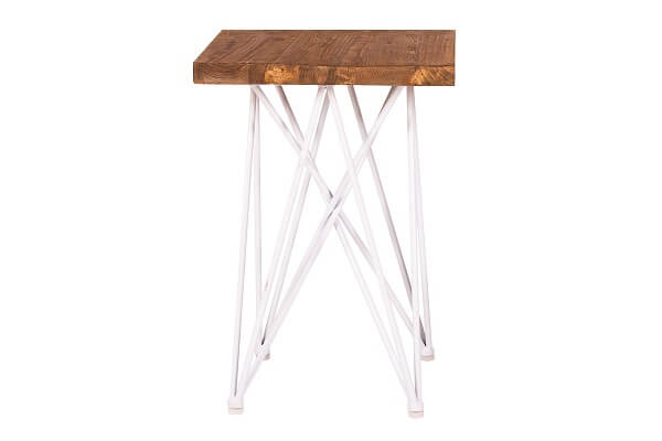 Frankie Square Side Table – White with Timber Top – 45cmW x 65cmH