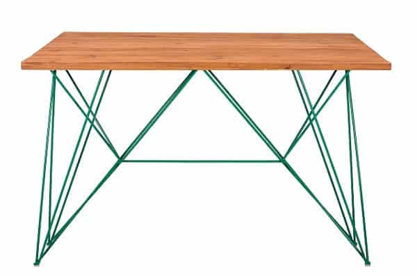 Frankie Tapas Table – Mermaid Green with Timber Top – 180cmL x 60cmD x 110cmH