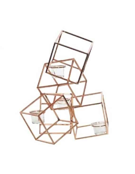 Cube Stack Centrepiece – Copper – 43cmH