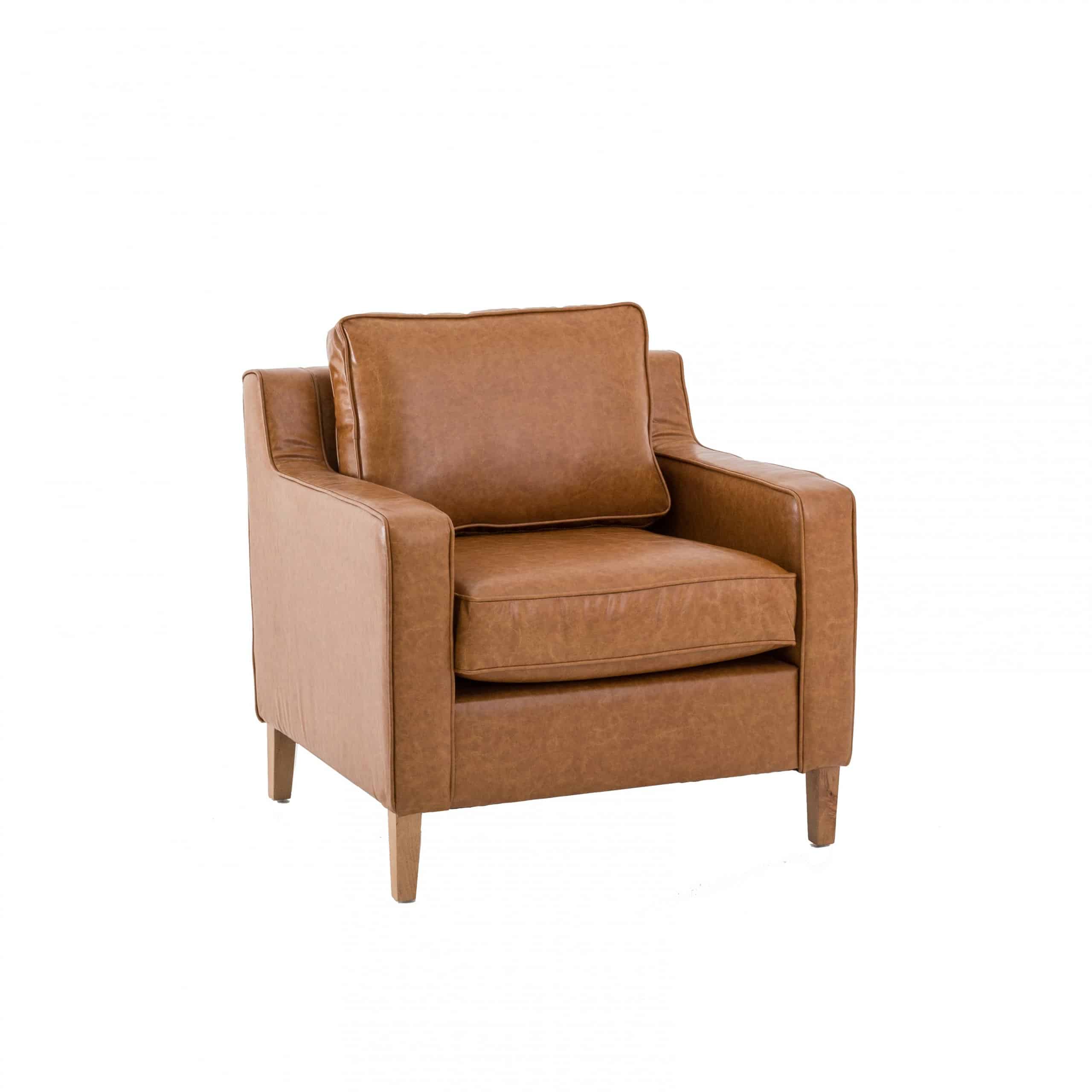 Aston Armchair – Tan Leather – 85cmW x 85cmD x 82cmH