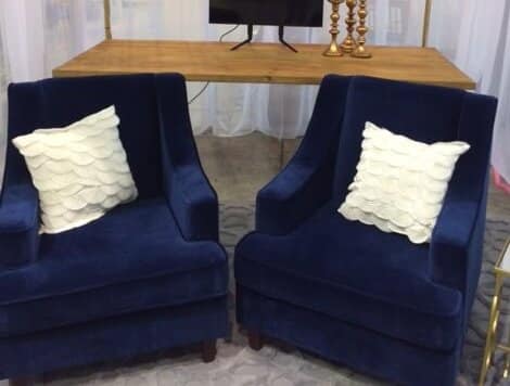 Hudson Armchair – Navy Blue Velvet – 70cmW x 85cmD x 89cmH