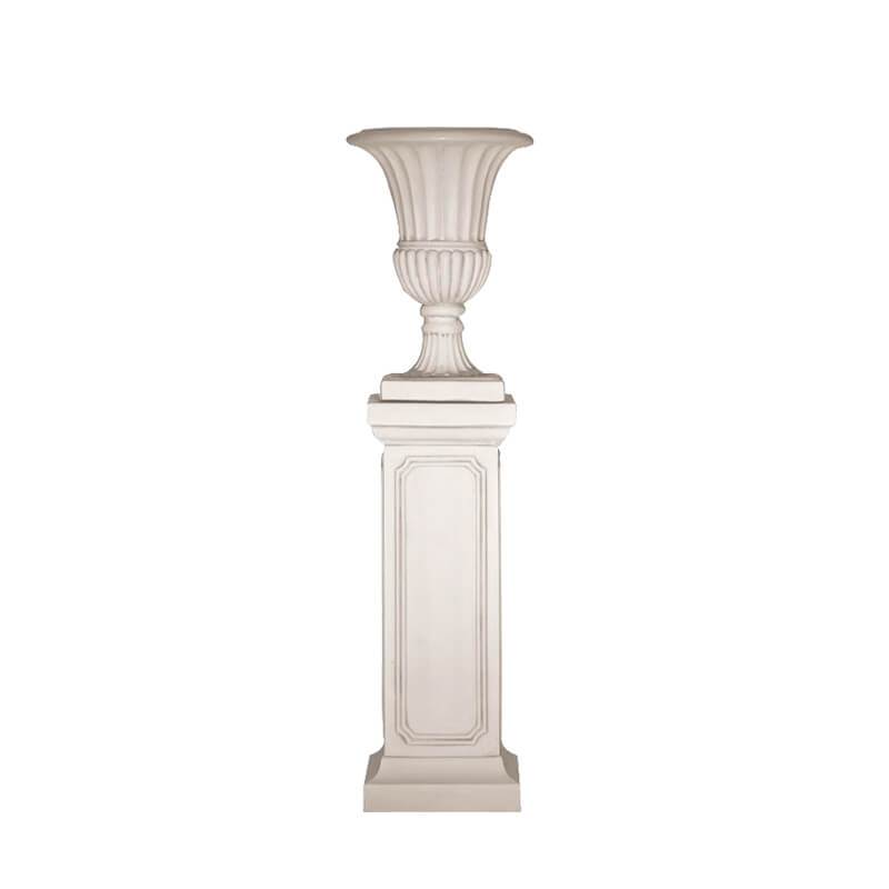 Faux Sandstone Ornate Urn – Off White – 46cmW x 60cmH