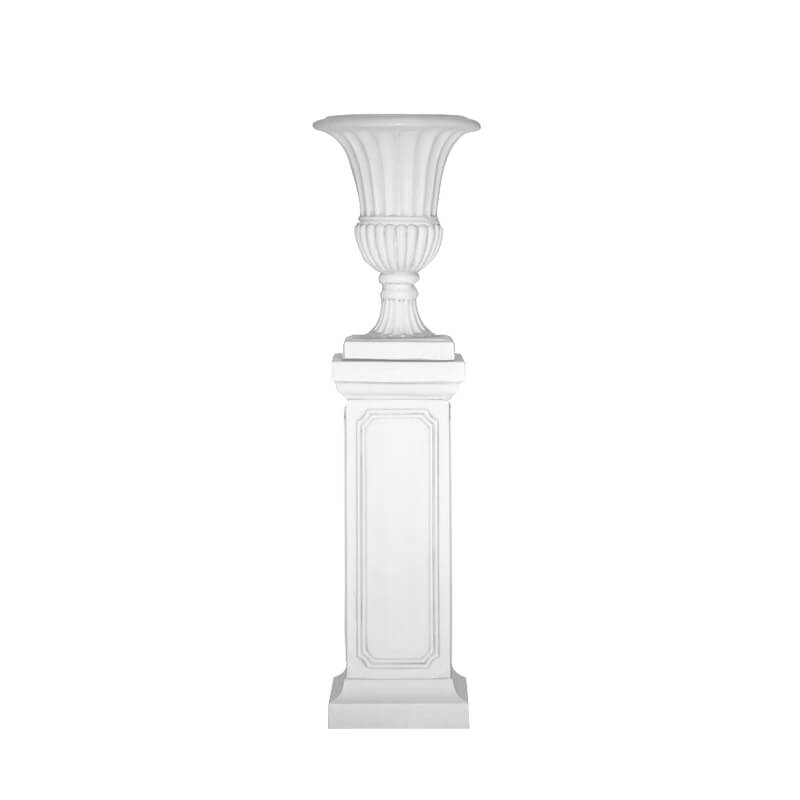 Faux Sandstone Urn Plinth – Rustic White – 35cmW x 90cmH