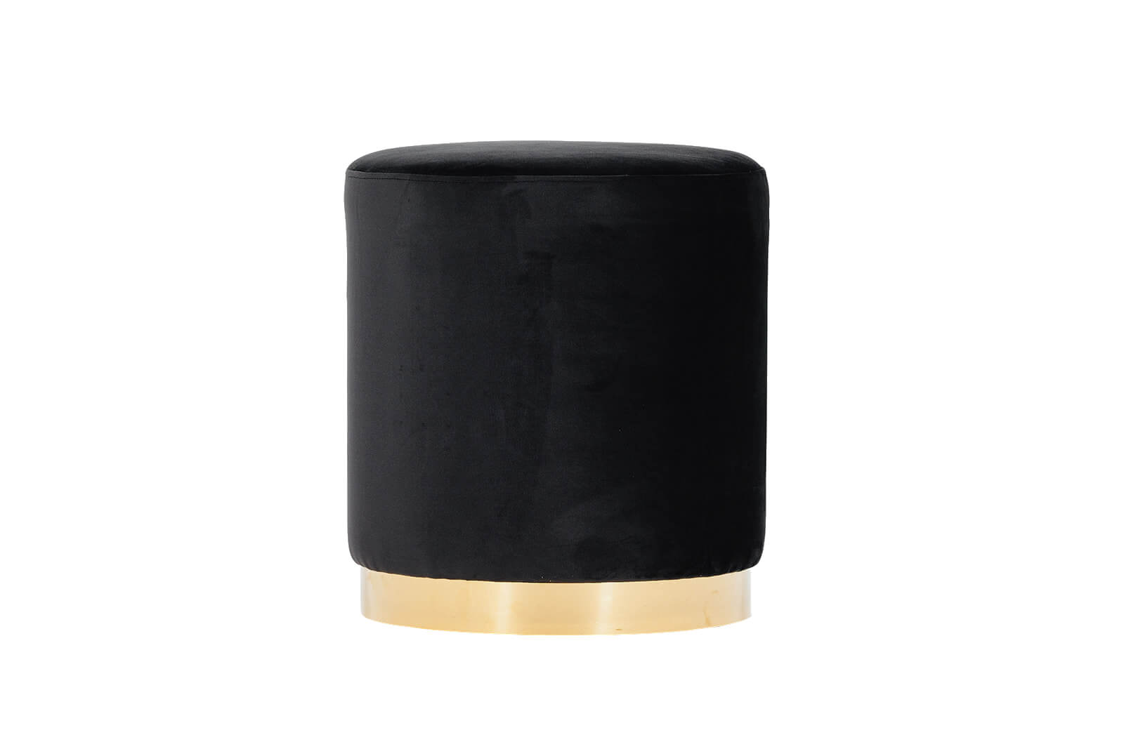 Harlow Round Ottoman – Black Velvet – 40cmW x 45cmH