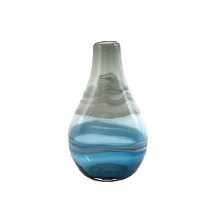 Teardrop Vase – Blue and Grey Glass – Set of Two