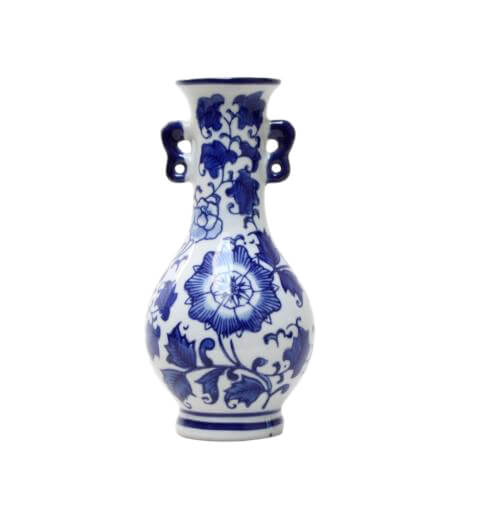 Cooper & Cleo Chinoiserie Vases – Blue and White – 8cmD x 20cmH (4cmD Mouth)