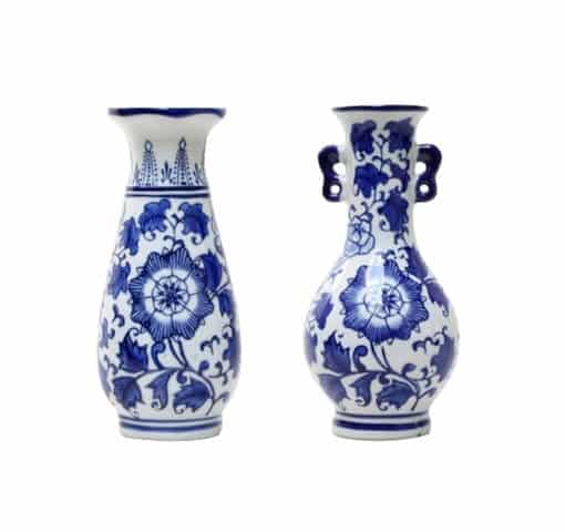 Cooper & Cleo Chinoiserie Vases – Blue and White – 8cmD x 20cmH (4cmD Mouth)