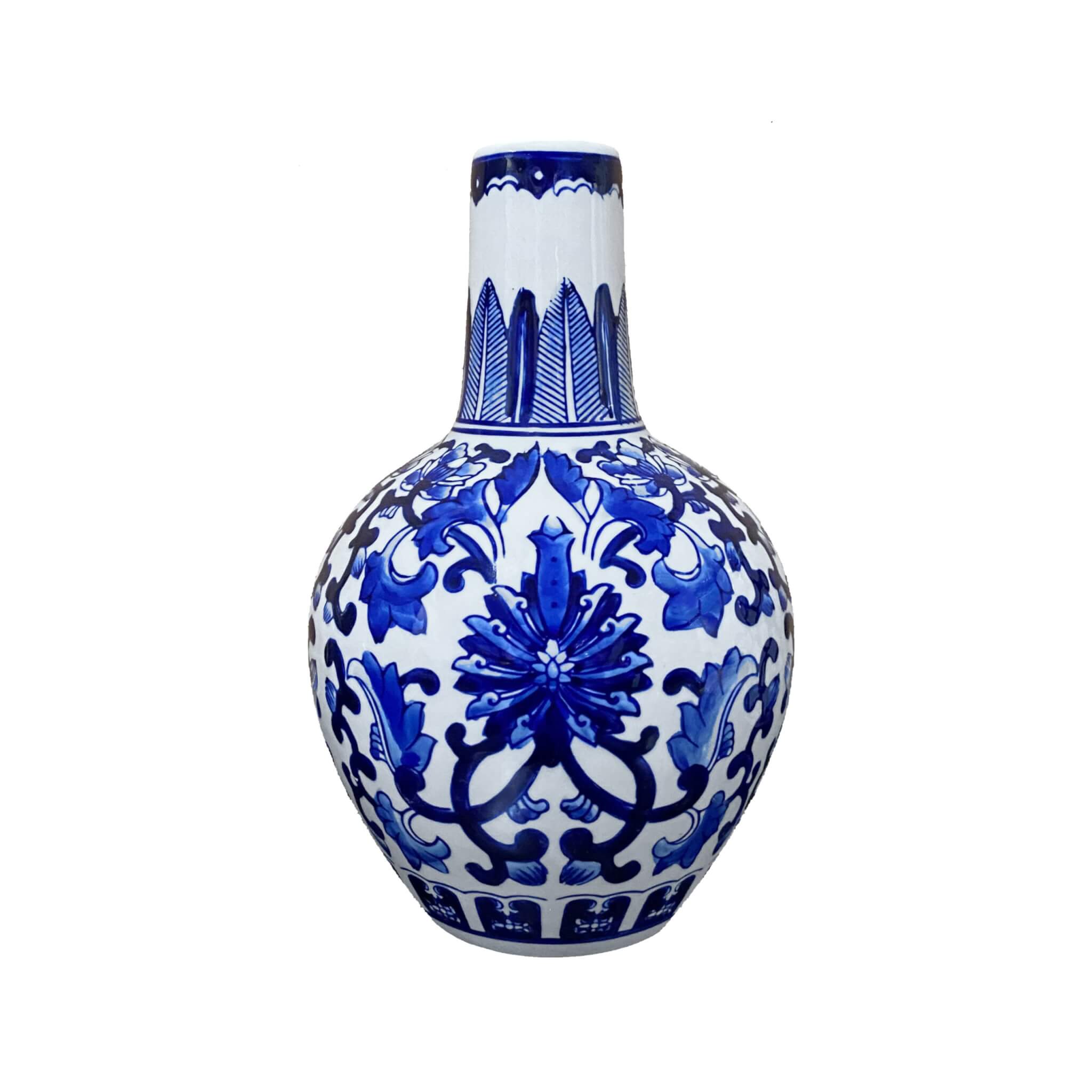Ravello Vase – Blue and White – 20cmD x 30cmH (5cmD Mouth)