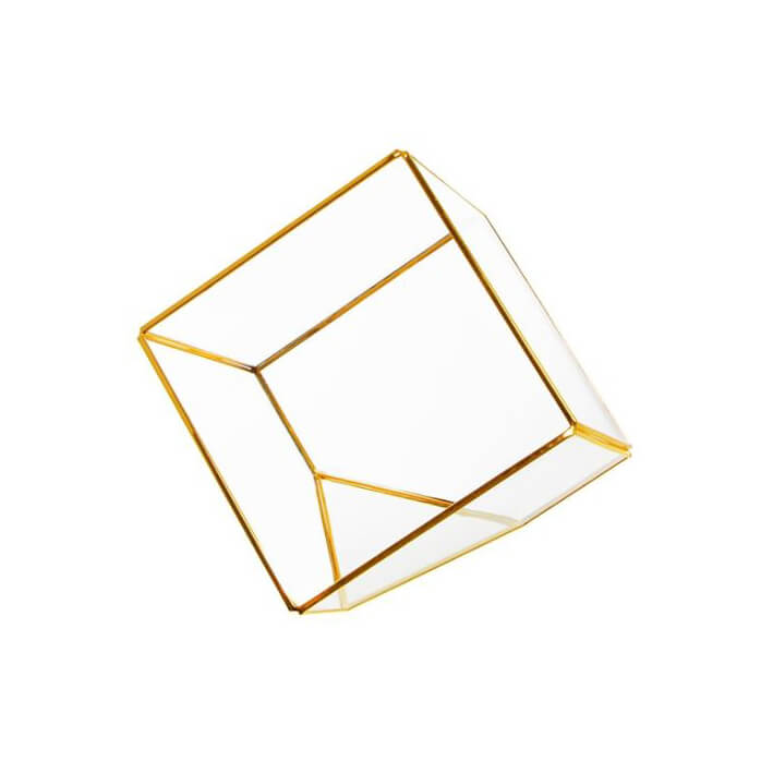 Cube Terrarium – Gold – 15cmW x 15cmH