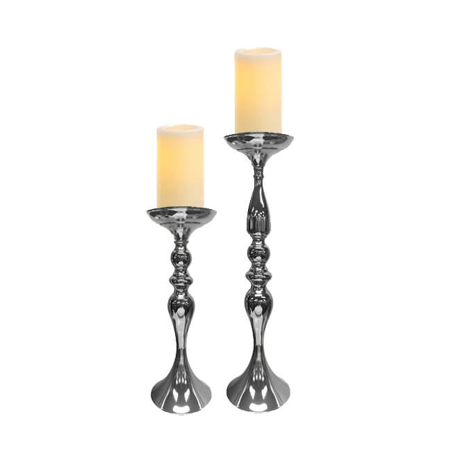 Contemporary Candlestick – Silver – Set of Two