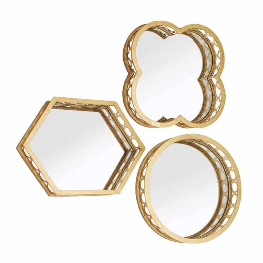 Gold Edge Mirror Tray – Assorted Styles