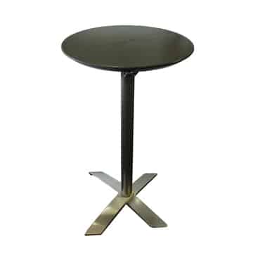 Round Bar Table – Chrome with Black Top – 60cmW x 112cmH