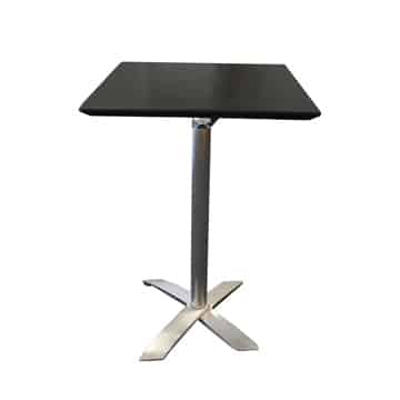 Square Bar Table – Chrome with Black Top – 70cmW x 112cmH