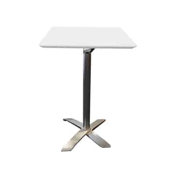 Square Bar Table – Chrome with White Top – 70cm x 112cmH