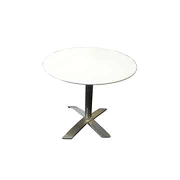 Round Cafe Table – Chrome with White Top – 80cmW x 70cmH