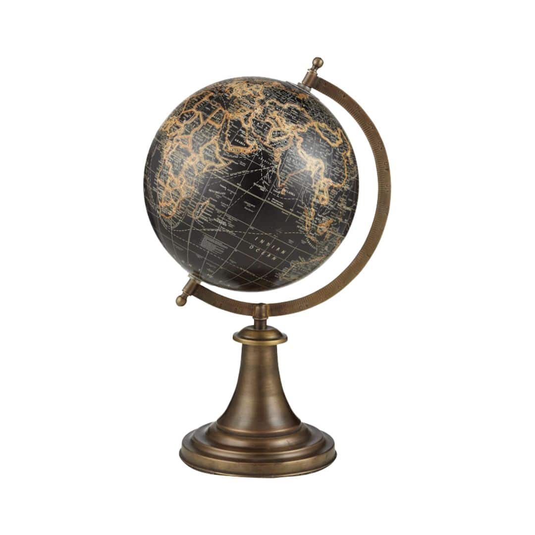 Antique World Globe – Bronze and Black – 38cmH