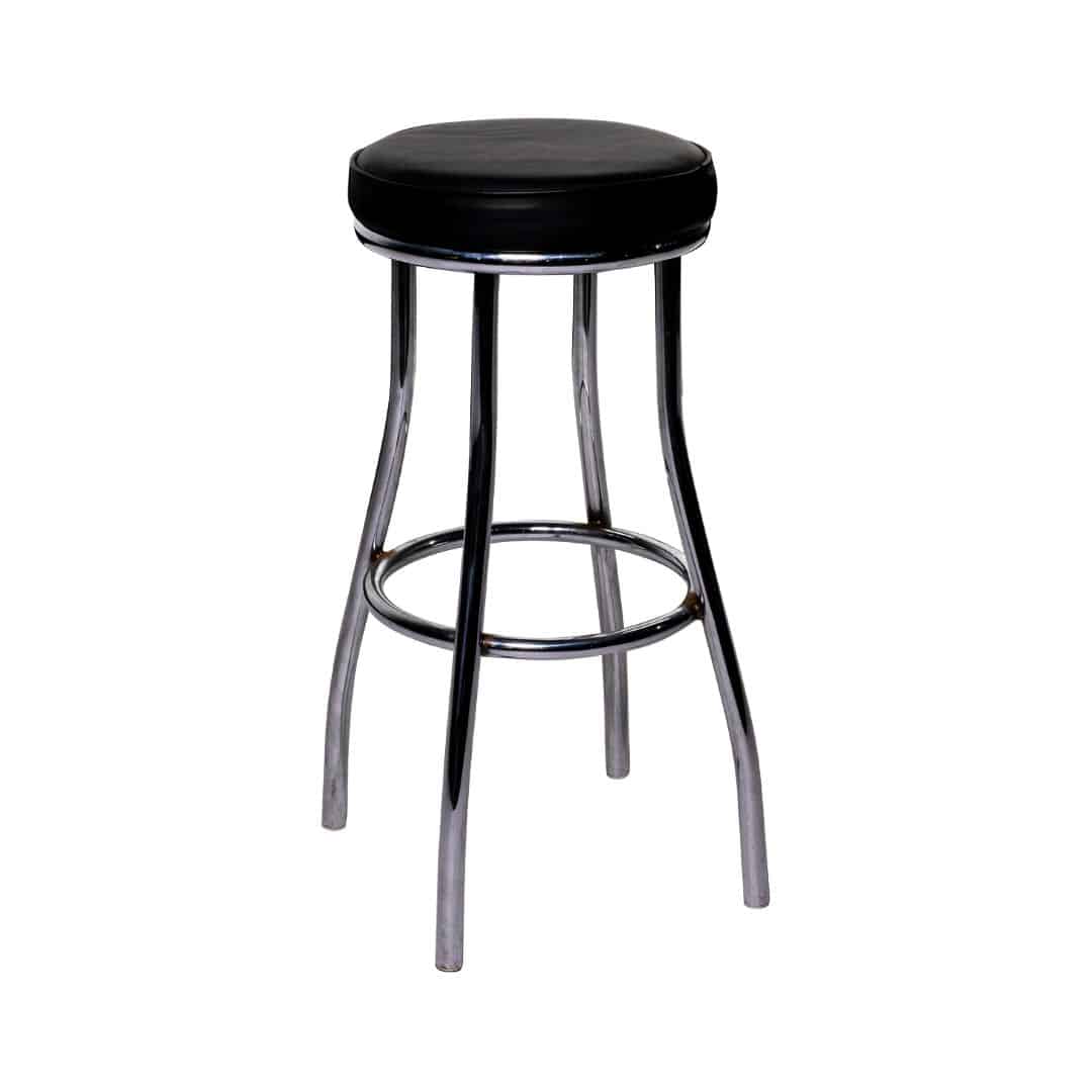 Bar Stool – Chrome with Black Seat