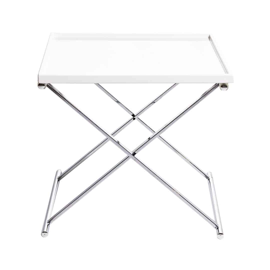 Barcelona Square Coffee Table – Chrome Cross Leg with White Top