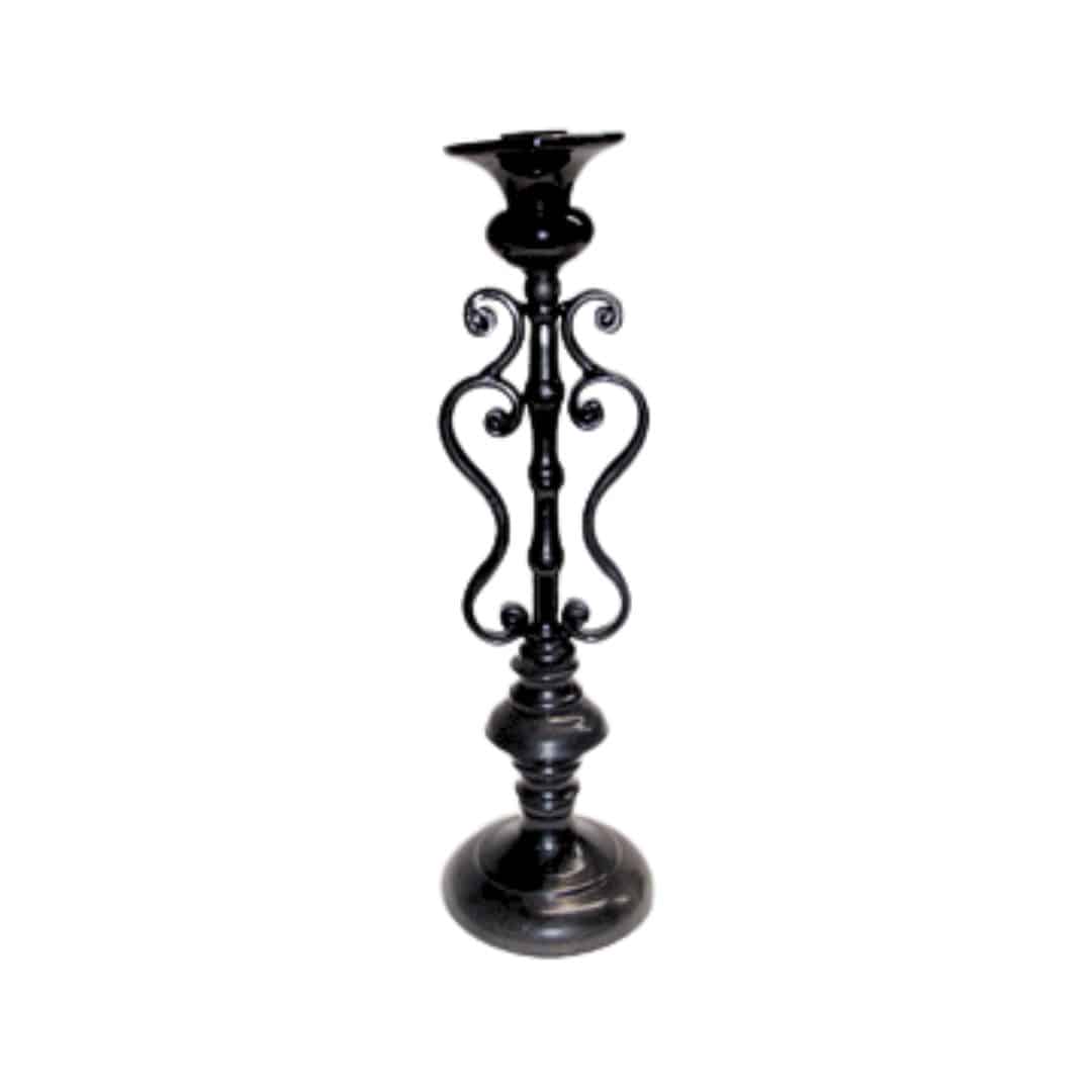 Ornate Crystal Candlestick – Black – Set of Two