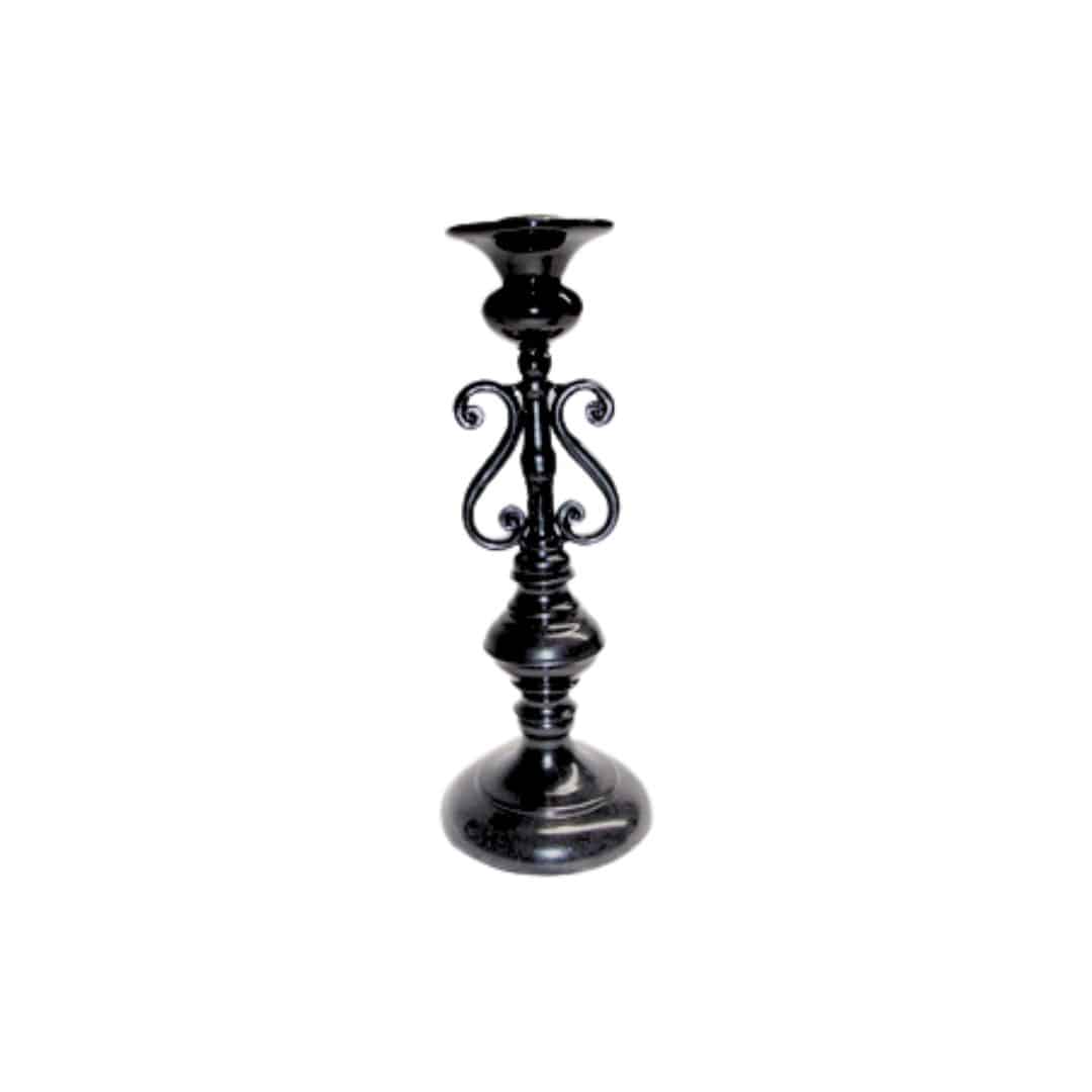 Ornate Crystal Candlestick – Black – Set of Two