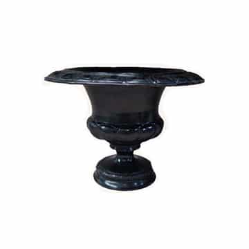 Ornate Urn with Round Base – Black