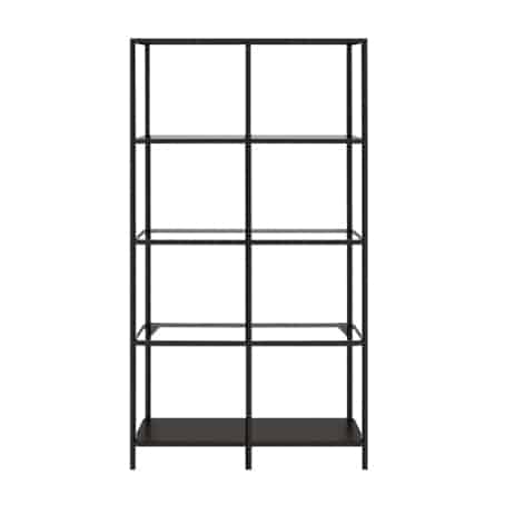 Shelving Unit – Black Frame with Glass Shelves – 100cmW x 175cmH
