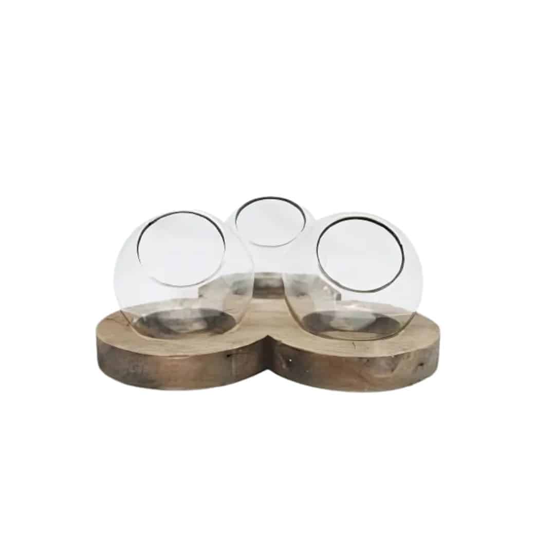 Bubble Bud Vase On Timber Base – Assorted Styles