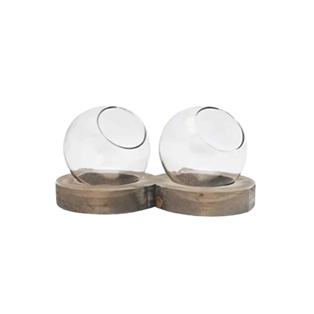 Bubble Bud Vase On Timber Base – Assorted Styles
