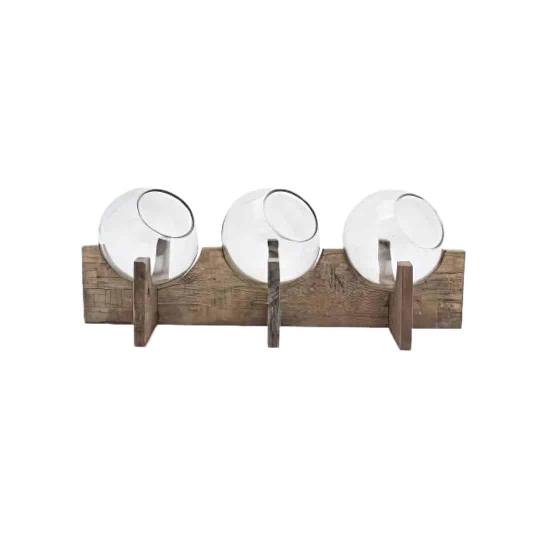 Bubble Bud Vase On Timber Base – Assorted Styles