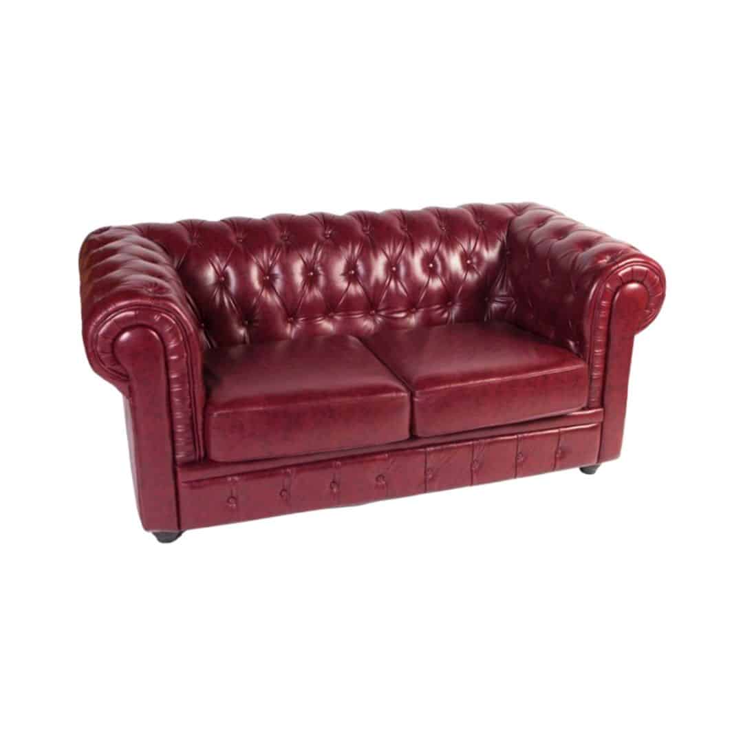 Cambridge Chesterfield Three Seater Lounge – Shiraz Leather