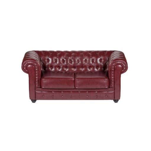 Cambridge Chesterfield Two Seater Lounge – Shiraz Leather – 165cmL x 90cmD x 80cmH