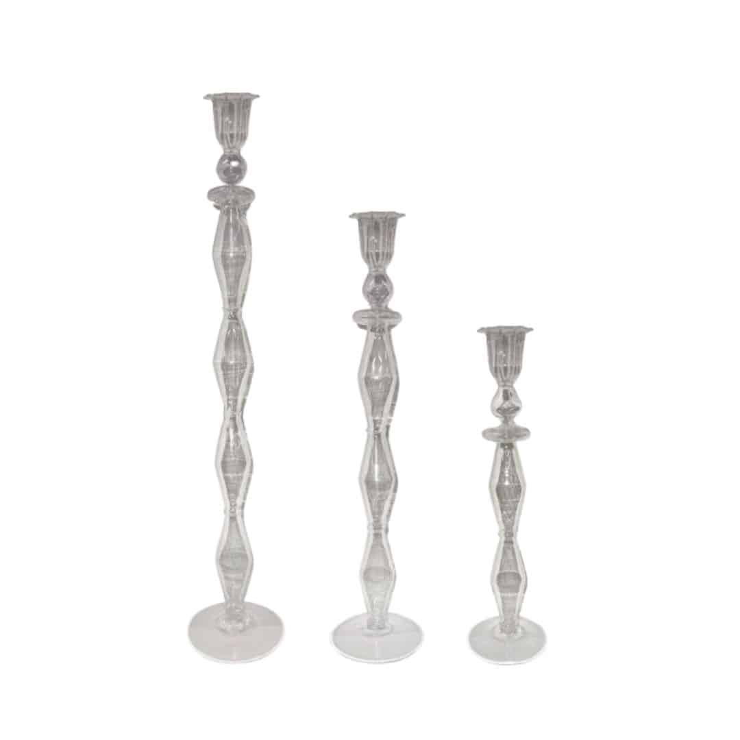 Bubble Candlestick – Glass – Set of Three
