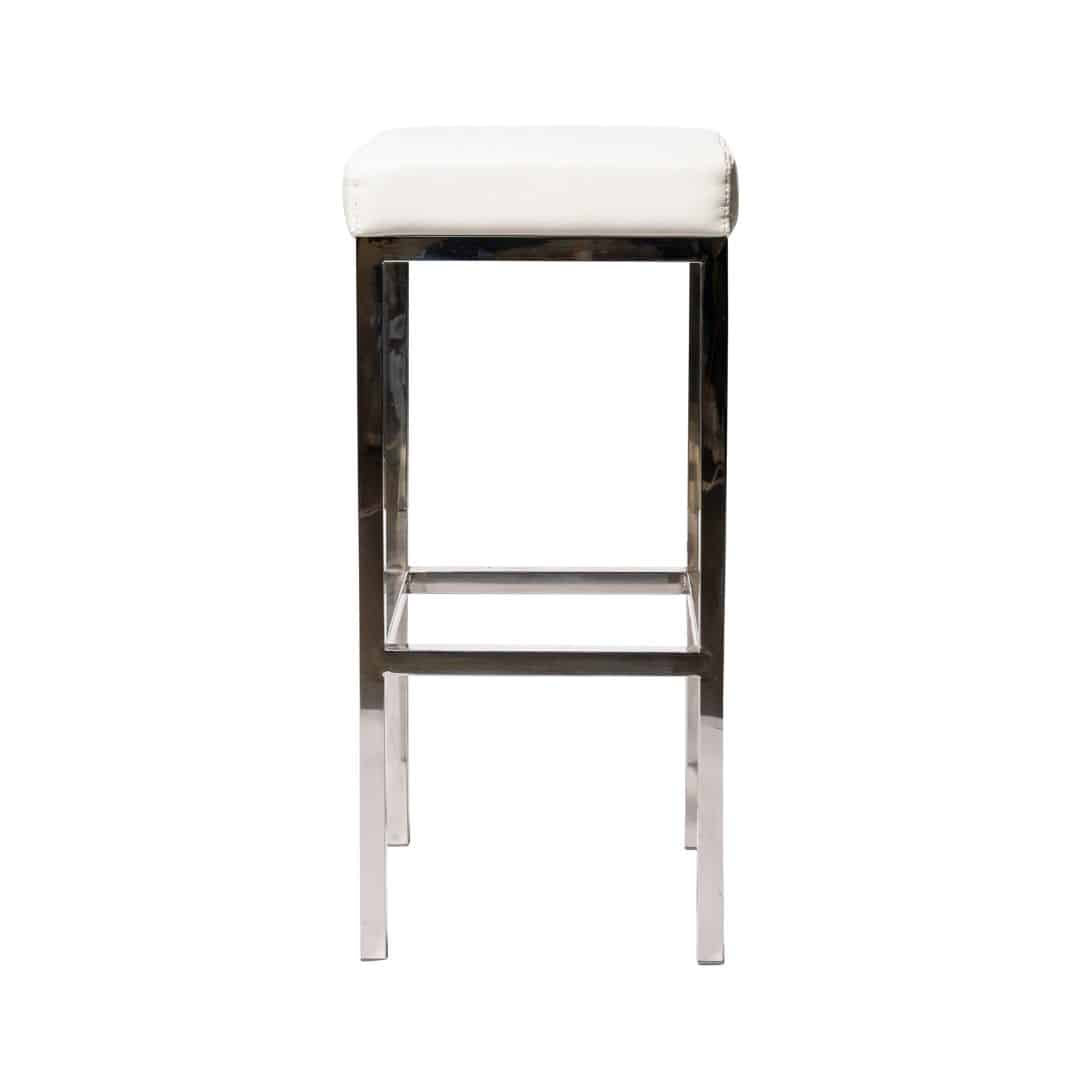 Club Bar Stool – Chrome with Ivory Cushion