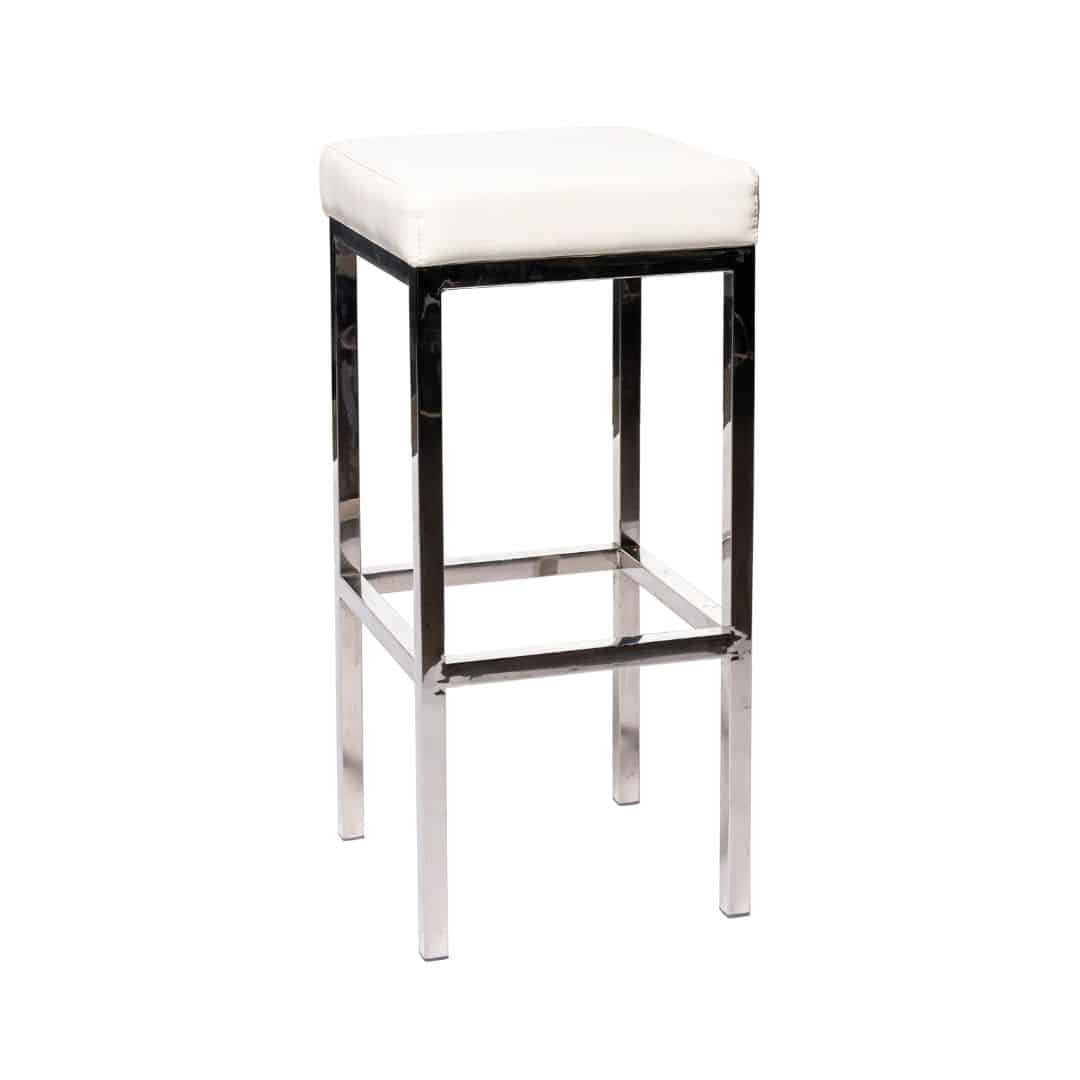Club Bar Stool – Chrome with Ivory Cushion