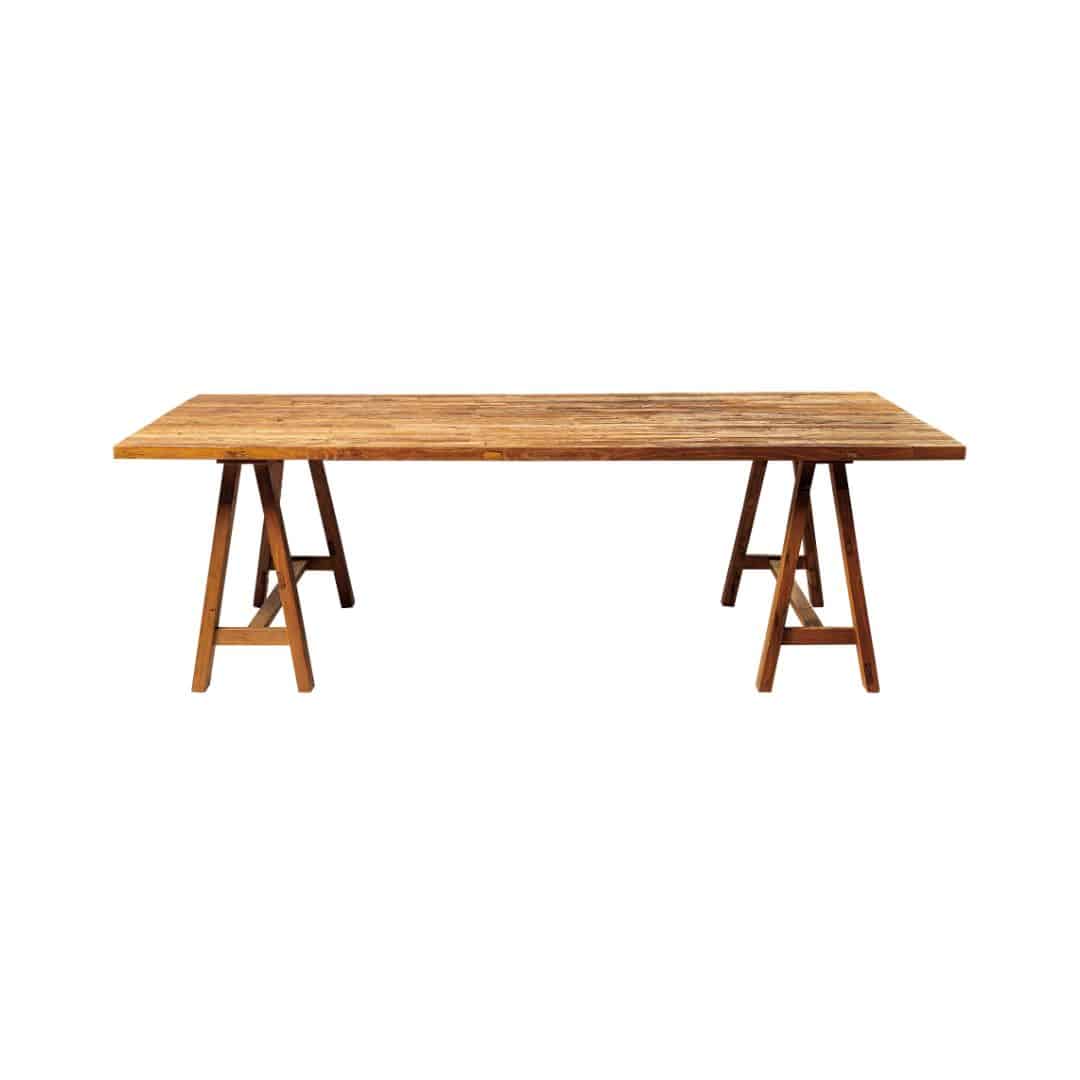 Country Dining Trestle Table – Natural Timber