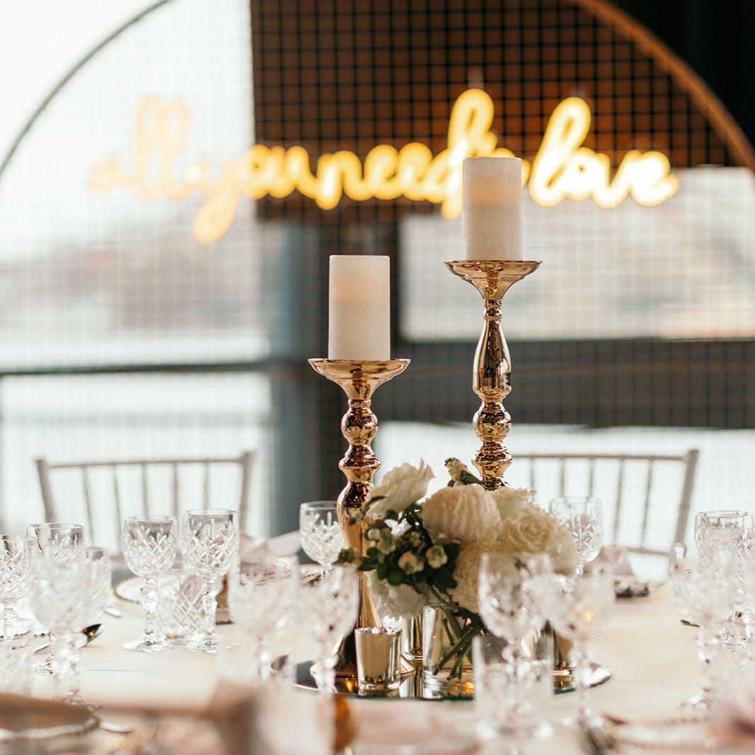 Contemporary Candlestick – Gold – Set of Two